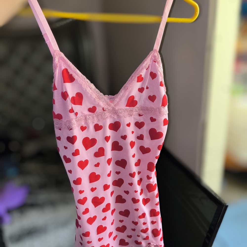 Pink Heart Patterned Camisole